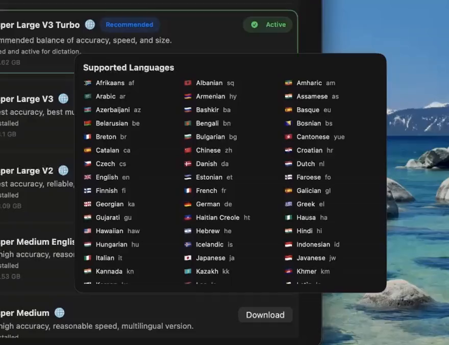 Easy Dictation transcribing in another language
